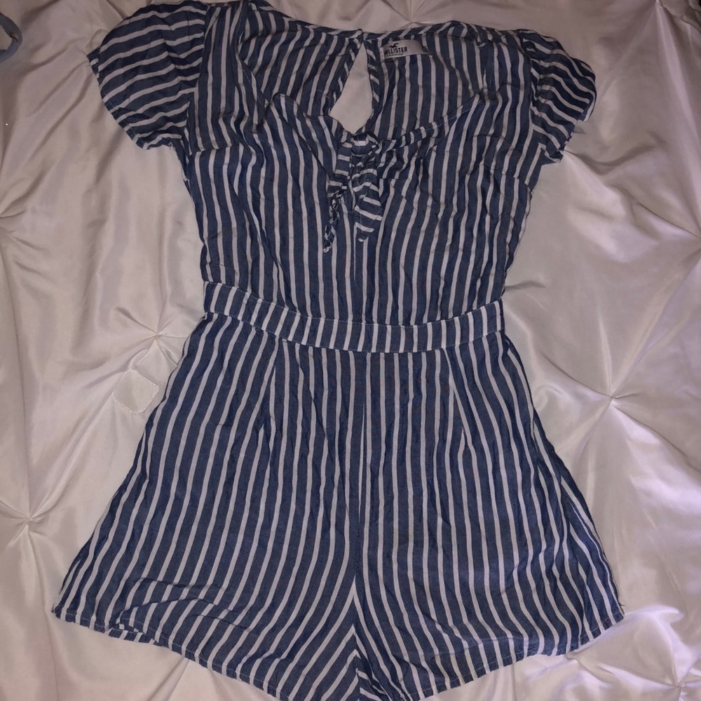 Jean and White Colored Jumpsuit